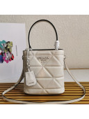 Prada Small Quilted Leather Panier Bucket Bag 1BA217 White 2020