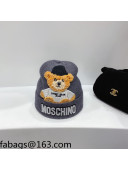 Moschino Bear Cotton Knit Hat Grey 2021 110571