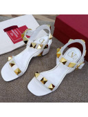 Valentino Rockstud Mid-Heel Sandals 6cm White 2021