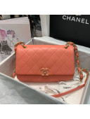 Chanel Quilted Lambskin Entwined Chain Large Flap Bag Orange 2021