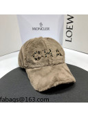 Chanel Rabbit Fur Baseball Hat Taupe Grey 2021 110580