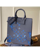 Louis Vuitton Sac Plat Zippé Bag in Ink Blue Watercolor Leather M57843 2021