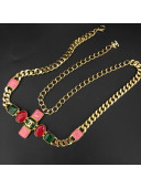 Chanel Resin Stone Chain Belt AB5072 Green/Burgundy/Pink 2020