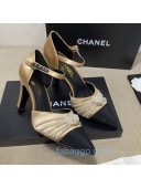 Chanel Satin Pearl Knot Pumps with Straps G36466 Gold 2020