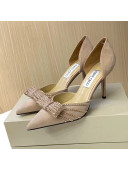 Jimmy Choo Suede Crystal Bow High-Heel Pumps Apricot 2020