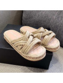 Chanel Cord Slide Sandals G36926 Beige 2021