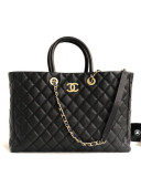Chanel Quilted Grained Calfskin Large Shopping Bag Black 2019