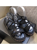 Chanel Cord Sandals G36925 Black 2021
