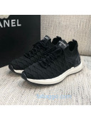Chanel Quilted Knit Wool Sneakers Black 2020