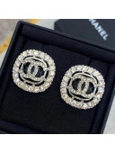Chanel Glass Stone Crystal Stud Earrings AB5537 Black 2020