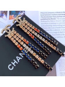 Chanel Multicolor Crystal Tassel Earrings Gold/Yellow/Blue 2019