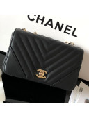 Chanel Chevron Smooth Calfskin Small Flap Bag A91586 Black 2019
