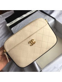 Chanel Button up Calfskin and Grosgrain Camera Case Bag A57575 Beige 2018