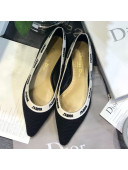 Dior J'Adior Flat Pump in Black Embroidered Ribbon Canvas 2019