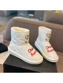 Chanel Quilted Cotton Wool Flat Short Boots with Crystal 5 White 2020