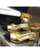 Chanel Lambskin Pumps with Golden Letters Strap Gold 2020
