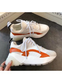 Stella McCartney Eclypse Lace-up Sneaker in Calfskin and Suede White/Orange 2019
