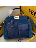 Fendi Suede Peekaboo Mini Pocket Top Handle Bag Blue 2019