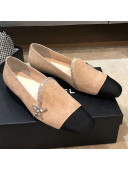 Chanel Velvet Flat Loafers with Crystal Star G35833 Apricot 2020