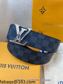 Louis Vuitton Damier Graphite Canvas Belt 4cm with Bloom LV Buckle 2021 110604