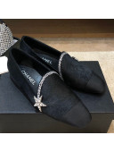 Chanel Fur Flat Loafers with Crystal Star G35833 Black 2020