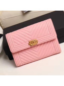 Chanel Chevron Grained Calfskin Boy Flap Bag A84385 Pink 2019