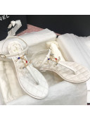 Chanel Lambskin Flat Thong Sandals with Stone CC White 2021