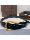 Bottega Veneta Leather Corset Belt 50mm with Saddle Buckle Black 2019