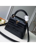 Louis Vuitton Capucines Mini Top Handle Bag in Crocodilian Leather N93429 Black 2019