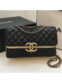 Chanel Quilted Smooth and Metallic Lambskin Medium Flap Bag A57275 Black/Gold 2019