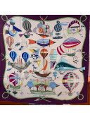 Hermes Sky Wings Twilly Silk Square Scarf 90x90cm Pink 2021