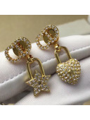 Dior Crystal Lock and Star Short Earrings 2019