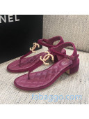 Chanel Quilted Lambskin Heel Thong Sandals G36402 Fuchsia Pink 2020