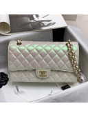 Chanel Iridescent Quilted Leather Medium Flap Bag A1112 White 2020