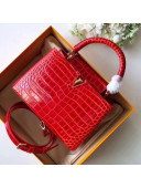 Louis Vuitton Capucines BB Top Handle Bag in Crocodilian Leather N93992 Red 2019