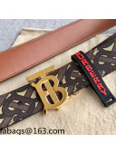 Burberry TB Canvas Belt 3.5cm with TB Buckle Brown/Gold 2021 110626