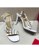 Valentino Rockstud Calfskin Sandal 85 mm Heel White 2020