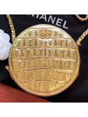 Chanel Metallic Crocodile Embossed Calfskin Round Classic Clutch with Chain AP0366 Gold 2019