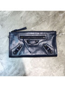 Balenciaga City Wax Calfskin Wallet Clutch/Crossbody Bag Navy Blue