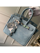 Louis Vuitton x Supreme Denim Humble Travel Birkin 25cm Top Handle Bag M48888 Denim Blue 2019
