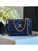 Chanel Quilted Lambskin Mini Flap Bag with Metal Button AP1664 Navy Blue 2020