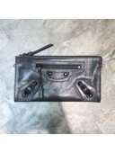 Balenciaga City Wax Calfskin Wallet Clutch/Crossbody Bag Dark Grey