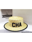 Chanel Straw Wide Brim Hat CHH31514 Beige/Black 2022