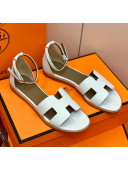 Hermes Santorini Sandal in Grainy Epsom Calfskin White 2021(Handmand)