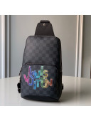 Louis Vuitton Men's Avenue Damier Graphite Canvas Letter Sling Shoulder Bag N41719 Black 2019