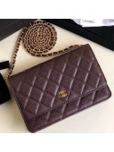 Chanel Quilting Grained Calfskin Wallet on Chain WOC Bag Burgundy (Gold-tone Metal)