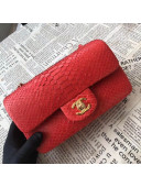 Chanel Python Leather and Deerskin Small Flap Bag 1116 Red