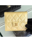 Chanel Iridescent Quilted Grained Calfskin Classic Small Flap Wallet A82288 Yellow
