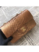 Chanel Python Leather and Deerskin Small Flap Bag 1116 Ligtht Gold