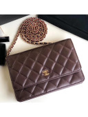Chanel Quilting Lambskin Wallet on Chain WOC Bag Burgundy (Gold-tone Metal)